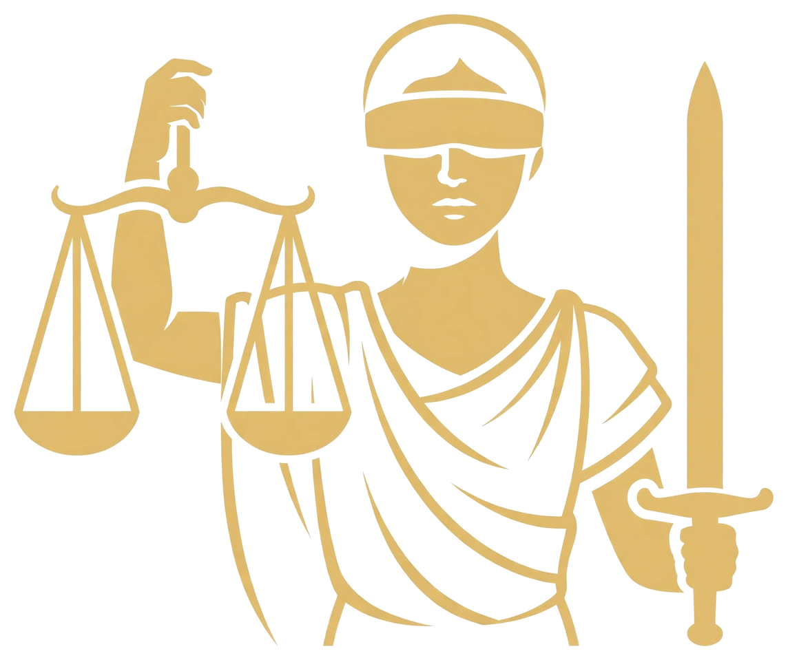 Dama de la Justicia, con los ojos vendados, balanza y espada